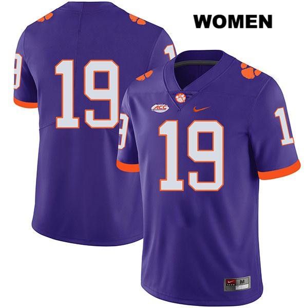 Women's Clemson Tigers #19 Michel Dukes Stitched Purple Legend Authentic Nike No Name NCAA College Football Jersey EEG1146WF